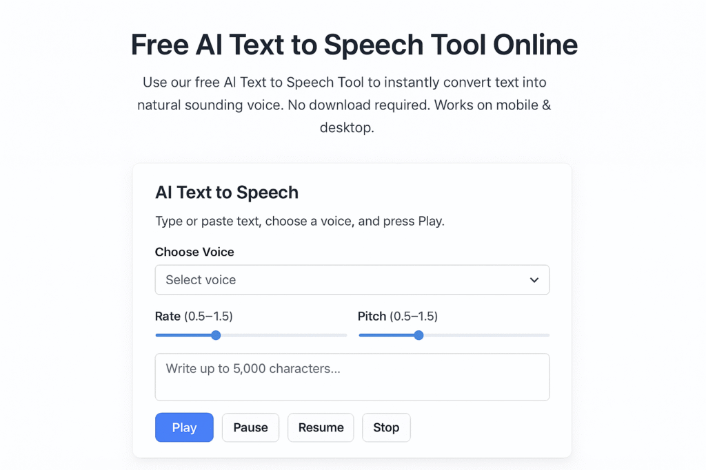 AI Text to Speech Tool